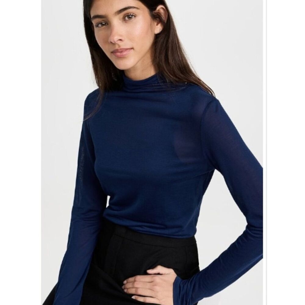 Like New! VINCE Sheer Longsleeve Turtleneck Navy in Size S